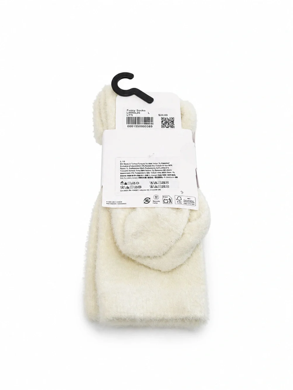 NWT Lululemon Fuzzy Crew Length Socks Ivory Size L